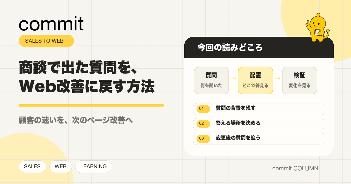 商談で出た質問を、Web改善に戻す方法